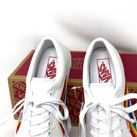 Vans Mens Sneakers LAMPIN 86 DX LGBTQIA White Canvas Rainbow Size VN0A54FC4GQ - Picture 4 of 11